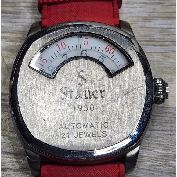 Men's Stauer 1930 Dashtronic Watch Wristwatch Automatic 21 Jewels - Runs - Picture 1 of 10